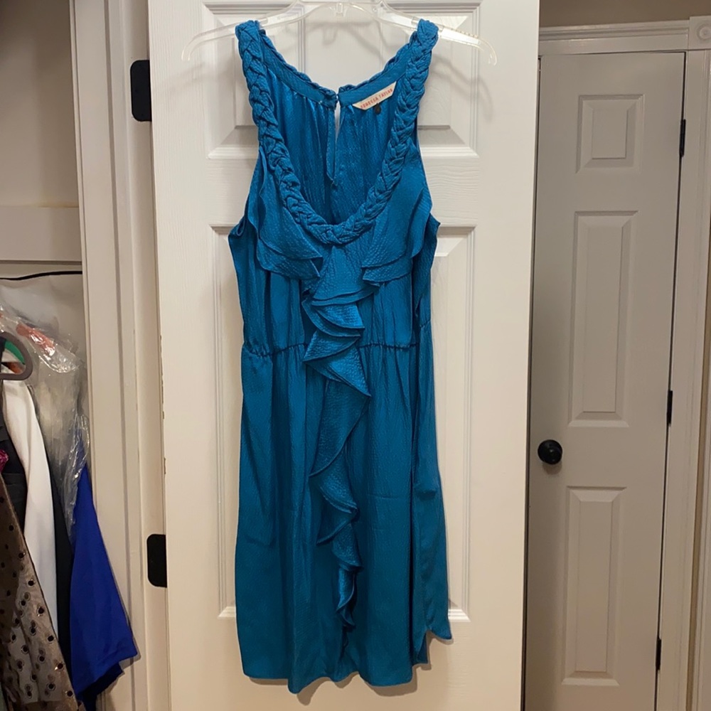 Rebecca Taylor teal above the knee sleeveless dress